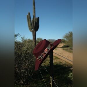 Burgundy Desert Embroidered Hat